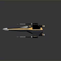 Detailed Black And Yellow Sci Fi Fighter Model With Twin Engines And Wing Design