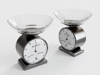 Vintage Decorative Ornament Set With Two Scales And Glass Bowls For Tabletop 3d model