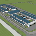 Bird's-eye view of modern factory building 3d model