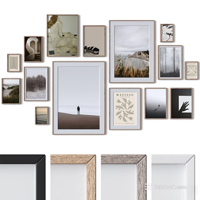 Assorted Decorative Art Prints And Frame Styles 3d model