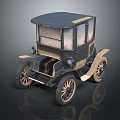 Vintage Classic Car Model With Black Beige Body And Wooden Spoke Wheels