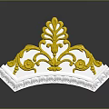 Yellow And White Decorative Ornament Featuring Intricate Leaf And Floral Designs
