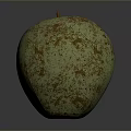 Golden Metallic Apple With Stem And Rustic Texture On Dark Background