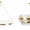 Elegant Modern Crystal Chandeliers With Gold Frames And Transparent Crystal Elements 3d model