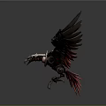 Mechanical Eagle Character Design With Metallic Wings And Red Accents