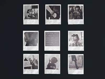 Vintage Black and White Portrait Collage With Various Character Scenes and Poses 3d model