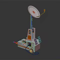 Mobile Satellite Communication Equipment with Solar Panels Control Panel and Dish Antenna 3d model