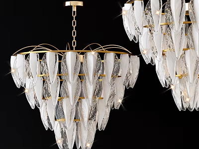Elegant Modern Crystal Chandelier With White Crystal Drops And Gold Accent Design 3d model