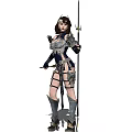 Inflatable Female Warrior Armor Model With Spear And Metal Chains 3d model