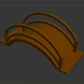 Red Wooden Arch Bridge Traditional Architecture Design With Curved Beams