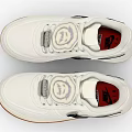 White Nike Sneakers Featuring Silver Swoosh Logo Tongue Circular Badge And Brown Rubber Sole