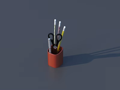Stylish Red Bathroom Accessories Organizer With Toothbrush Toothpaste And Comb 3d model