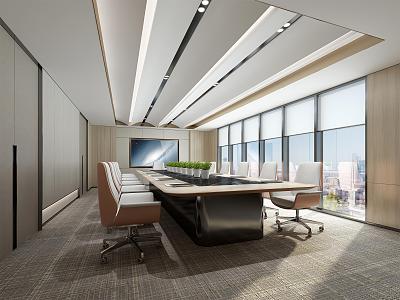 Modern conference room meeting table and chair combination model