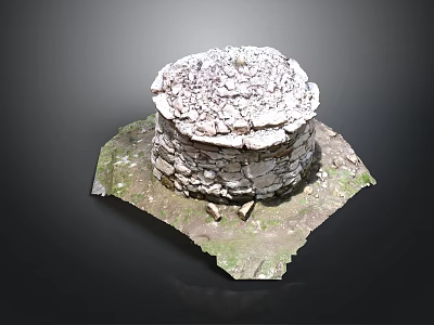 Ancient Circular Stone Structure With Dry Stone Walls Domed Roof And Grass Base 3d model