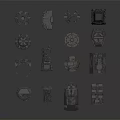 Detailed Mechanical Scene Components With Various Shapes And Metal Textures