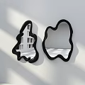Two Black Irregular Shaped Mirrors on White Background with Light Shadow Effect 3d model
