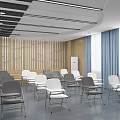 School Modern Classroom Setup With Blackboards Digital Screen And Chairs