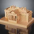Beige Decorative Ornament Set Of Classical Architectural Style With Columns Roof Decorations And Square Base