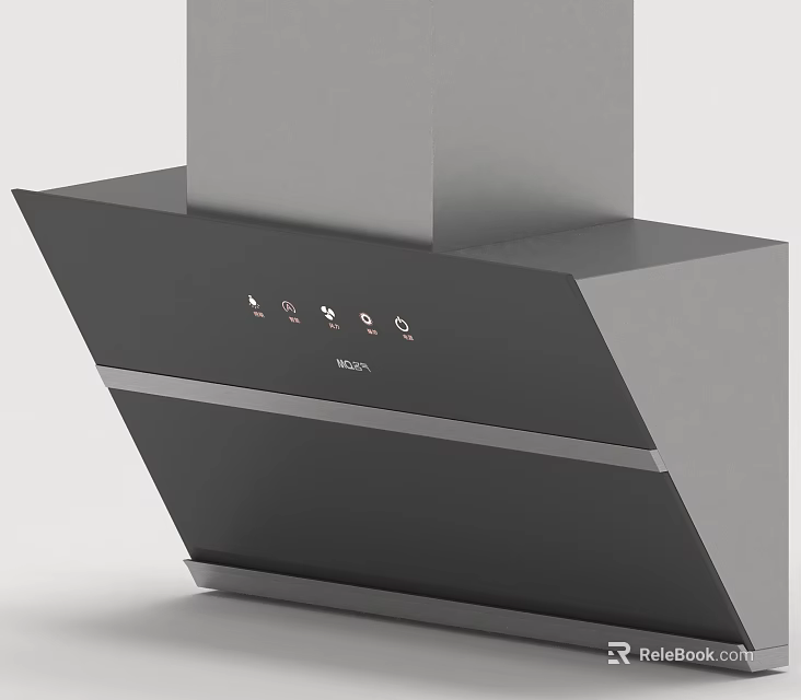 Modern Kitchen Hood Appliance With MEIDA Control Panel And Stainless Steel Design 3d model 