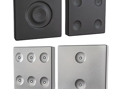 Black and Silver Square Switch Panels with Round Buttons for Modern Home Use 3d model