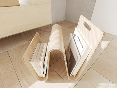 Modern Minimalist Wooden Foldable Bookshelf With Simple Design And Organized Books 3d model