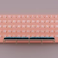 Organized Pink Numbered Lockers With Benches In Public Storage Area