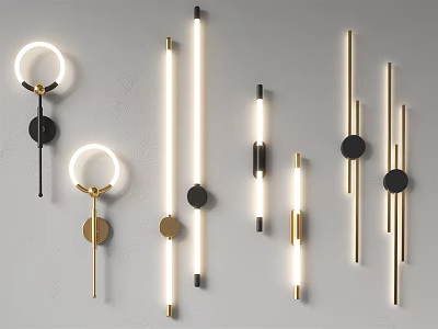 Modern Wall Lamps With Various Geometric Shapes And Gold Black Metal Finishes 3d model