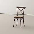 Wooden Leisure Chair With Cross Back Design And Curved Legs In Minimalist Setting