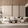 Modern Living Room Interior Design With Large TV Sofa Coffee Tables And Green Plants