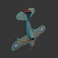 Vintage Turquoise Biplane Toy With Red White Blue Target Logos On Wings And Rust Accents