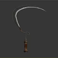Traditional Curved Blade Tool With Wooden Handle And Metal Edge