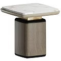 Modern Minimalist Side Table With Marble Top And Wooden Base Metal Accents