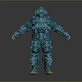 Blue Biomechanical Sci Fi Character With Full Body Armor 3d model