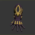 Purple Artistic Glove With Intricate Golden Patterns And Elegant Decorative Details