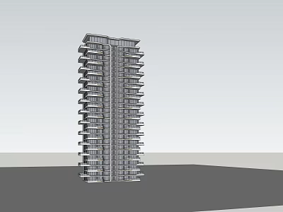 Modern High Rise Apartment Building With Multiple Balconies And Glass Facade 3d model