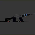 Black And Blue Rifles With Magazine And Bullets On