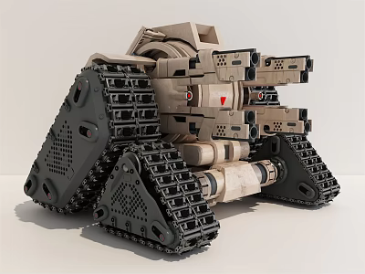 Beige and Black 3D Tank Model With Mechanical Tracks and Modern Design 3d model