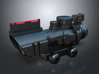 Tactical Weapon Scope With Red Laser And Black Adjustment Knobs Mounting Base 3d model