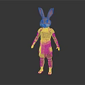 Rabbit Character Wearing Red Armor Standing On Black Background 3d model