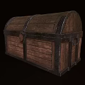 Classic Vintage Wooden Chest With Metal Straps And Antique Lock Details