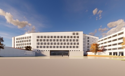 modern school primary and secondary school 3d model