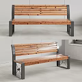 Outdoor Bench With Wooden Slat Seat And Metal Frame For Garden Use