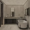 Modern Minimalist Bedroom Interior With Concrete Walls Wooden Furniture And Natural Light