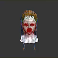 Character With Orange Braided Wig And Spiked Front On White Mannequin Head