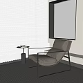 Single Sofa With Metal Frame And Comfortable Cushion By White Blinds And Small Side Table 3d model