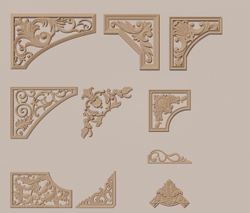 European-style Carved Corner Flower 3d model