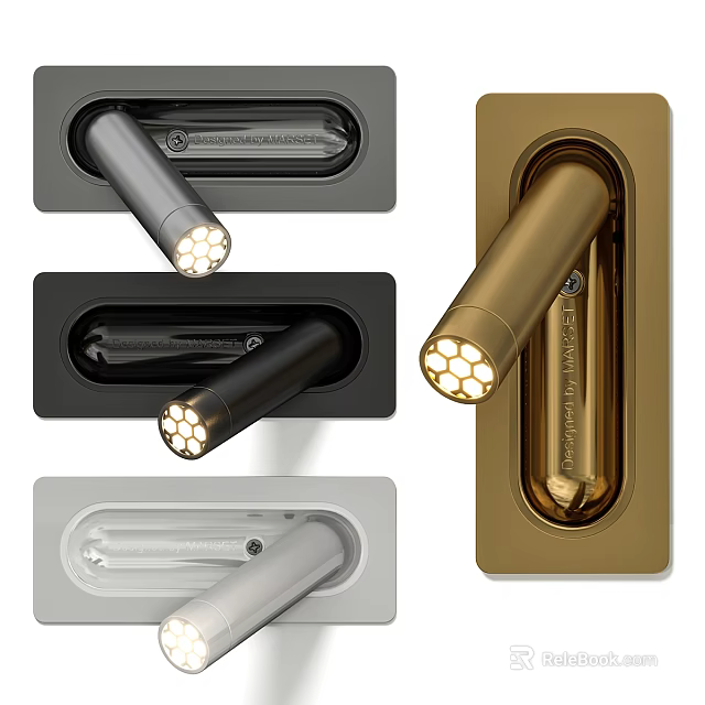 Modern Recessed Wall Lights With Gold Silver Black Bulb Design 3d model