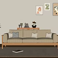 Nordic Three-Seat Sofa Multiplayer Sofa 3d model