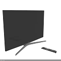 Tech Exhibition Hall Showcasing Modern Smart TV With Blue Stand And Remote Control