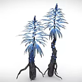 Cartoon Scene Featuring Two Plants With Blue Leaves And Black Roots With Blue Spots